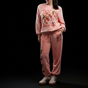 Cozy Pink Soft Strawberry Shortcake Holiday Pajamas Perfect Gift Sweet Dreams